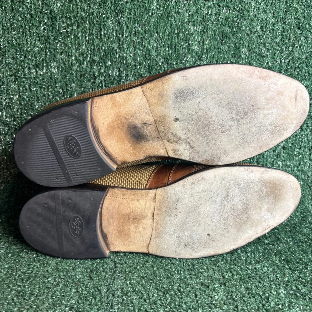 Johnston & Murphy‎ Cellini Woven Leather Penny Loafers Dress Shoes Tan Mens 11.5